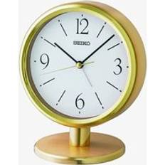 Seiko Clocks Gold Tone Round Alarm Mantel Clock QHE186G