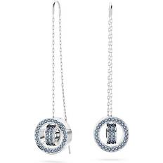 Jewellery Swarovski Hollow drop earrings, Long, Blue, Rhodium plated