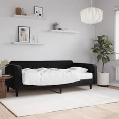 vidaXL Cama Con Colchón Terciopelo Negro 100x200 cm Sofá 223cm Sofá 3 Plazas