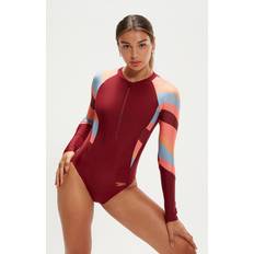 Polyester - Unisex Badedrakter Speedo Women's Long Swim Suit, Oxblood/Coral