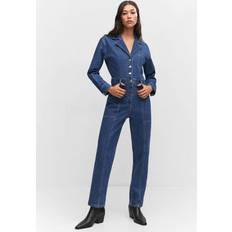 Women Jumpsuits & Overalls Mango Women's Long Denim Jumpsuit Dark Blue