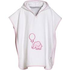 Weiß Babyhandtücher Playshoes Frottee-Poncho Elefant weiß-rosa