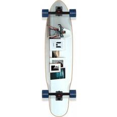 White Longboards Long Island Kicktail Complete Longboard Wall Blue/White/Grey