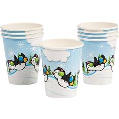 Vasos de Papel Horror-Shop Pinguin Party Pappbecher 8 st. Weihnachtsdeko