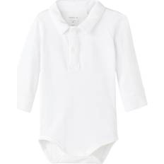 Name It L/S Polo Romper - Bright White (13196550)