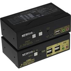 Kenable 2 port dual screen kvm switch box 4k 60hz display cables remote control hdmi/dp