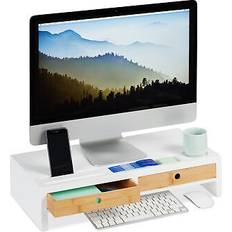 Bamboo display stand, screen desk mount, wooden monitor riser
