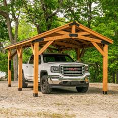 Outbuildings Backyard Discovery Norwood All Cedar Carport Pavilion Gazebo (Building Area )