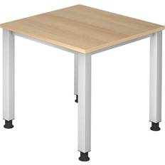 Hammerbacher Pro 4-Legged Frame 800 mm Aluminium Silver Oak Writing Desk 80x80cm