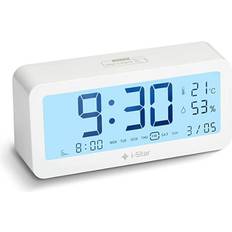 Alarm Clocks I-Star Portable Alarm Clock with Temperature and Humidity White
