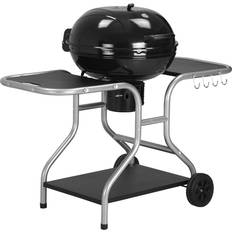 OutSunny Enclosed Lid Charcoal BBQs OutSunny Black Deluxe Charcoal Trolley BBQ with Side