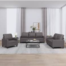 Leder Möbel vidaXL 3-piece sofa set with cushions Sofa