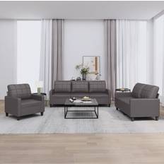 Sofagrupper Sofaer vidaXL sofasæt 3 dele med hynder grå Sofa 3 personers