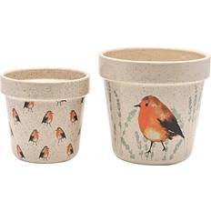 Ceramic Plant Pots Robin Bird 2 Sizes Country