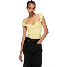 H&M Ladies Yellow Rib-knit top