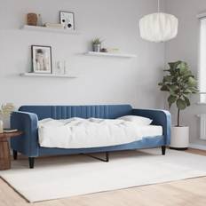 Poliestere Divani vidaXL Letto Con Materasso Blu 90x200 cm Velluto Divano