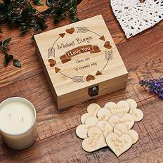 Gift Cards Personalised Gift for Him 10 Reasons why I Love You Wooden Box and Hearts