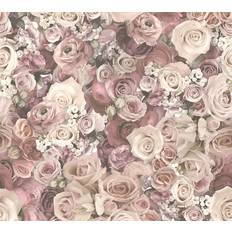 Naturaleza Papeles pintados Profhome Papel pintado floral 327222 papel pintado no tejido liso con dibujo floral mate rosa blanco-crema blanco 5,33 m2