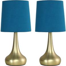 ValueLights Pair Of Modern Gold Teardrop Touch Bed Table Lamp