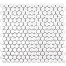 Porcelain Mosaic Tiles Apollo Tile Cirkel 12.4 Glossy White Porcelain Mosaic Wall and Floor Tile 9.87 sq. ft./case 10-pack