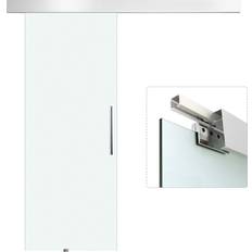 Porte Scorrevoli Homcom Vetro Temperato Satinato 90x205 cm Porta Scorrevole Vetro Trasparente (90x210cm)