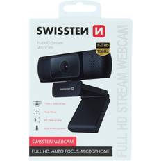 Swissten webcam, full hd, auto focus, microphone, pc, laptop, black