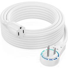 Black Extension Cords Maximm Extension cord 25 ft white flat plug 360 rotating short power cord single outlet