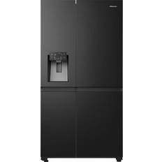 Hisense Black Fridge Freezers Hisense RS818N4IFE Wifi Connected Plumbed Total Stainless Steel, Black