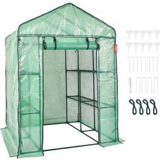 Invernaderos VEVOR Walk-in Green House 4.6 x 4.6 x 6.6 ft with Zipper Door and Steel Frame