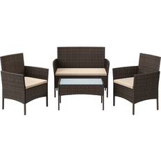 Balkongmöbler Utemöbler Songmics 4pcs Loungeset, 1 Bord inkl. 2 Stolar & 1 Soffor