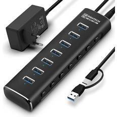 Nordic Gen 3.2 USB-C og USB-A Drevet Hub 7 Ports 7x10Gbps 1m