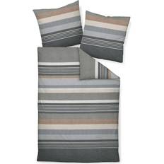 Round Bed Linen Janine Fine flax opal gray Duvet Cover Brown (200x135cm)