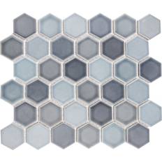 Porcelain Mosaic Tiles Merola Tile Affinity Tile FPLH2 Hudson Due 2" Hexagon Geometric Mosaic Tile Glossy