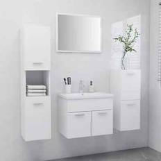 Mobiliers de Salle de Bain vidaXL Ensemble De Meubles De Salle De Bain Blanc Aggloméré