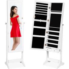 Wall Mirrors Songmics Standing Armoire, Lockable Jewelry Organizer Interior Wall Mirror