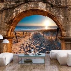 Fototapeter Artgeist Papel Pintado 3d Arch And Beach (300x210 Cm)