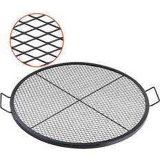 VEVOR X-Marks Fire Pit Grill Grate Round Heavy Duty Steel Campfire BBQ with Handle and Support X Wire, Portable Camping Coo