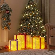 vidaXL Christmas Decoration 3 Pcs Lighted Gift Box 64 LEDs Warm White Lámpara de Navidad