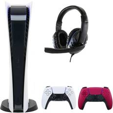 Game Consoles Sony PlayStation 5 Digital with Extra Red Dualsense Controller and Universal Headset