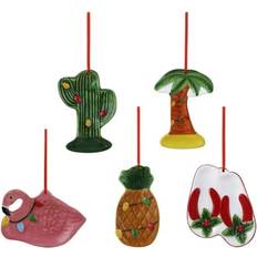 Christmas Tree Ornaments Mr. Christmas 4 Set of 5 Ceramic Tropical Christmas Tree Ornament