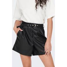 Konstläder Kläder Only Normal Passform Medelhög Midja Shorts Svart
