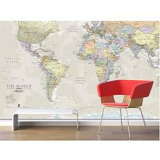 Wall Decor Waypoint Geographic Giant World Mural White Wall Decor 91.3x62.2"