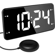 Alarm Clocks Digital Loud Alarm Clock for Heavy Sleepers Adults with Bed Shaker Ideal for Hearing Impaired People Dual Alarm Settings & 2 USB Charger 7 Inch Display Black with White Digit