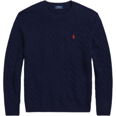 Cable Knit Wool Cashmere Crewneck Sweater - Hunter Navy