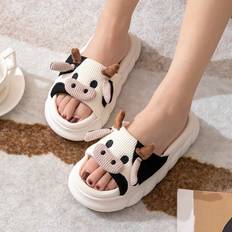 Slippers Shein Women's Fashionable And Lovely Indoor Cartoon Cow Design Home Slippers