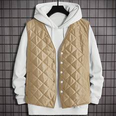 Shein Men Vests Shein Men 1pc Snap Button Up Quilted Vest Winter Coat