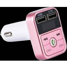 2-i-1 FM-Sender Med Dobbelt USB Rosa