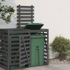 vidaXL Wheelie Bin Storage Extension Grey Solid Wood Pine (Building Area )
