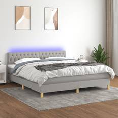 vidaXL Boxspringbett mit Matratze 180x200 cm Grau Rahmenbett