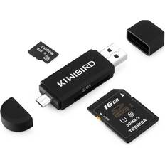 KiwiBird Micro USB OTG to USB 2.0 Adapter; SD/Micro SD Card Reader